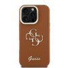 Guess PU Grained 4G Logo Stand Camera Frame Zadní Kryt pro iPhone 16 Pro Max Brown