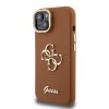 Guess PU Grained 4G Logo Stand Camera Frame Zadní Kryt pro iPhone 13 Brown