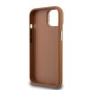 Guess PU Grained 4G Logo Stand Camera Frame Zadní Kryt pro iPhone 13 Brown