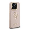 Guess PU Grained 4G Logo Stand Camera Frame Zadní Kryt pro iPhone 15 Pro Pink