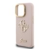 Guess PU Grained 4G Logo Stand Camera Frame Zadní Kryt pro iPhone 15 Pro Pink