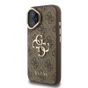 Guess PU 4G Metal Logo Stand Camera Frame Zadní Kryt pro iPhone 16 Brown
