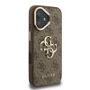 Guess PU 4G Metal Logo Stand Camera Frame Zadní Kryt pro iPhone 16 Brown