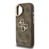 Guess PU 4G Metal Logo Stand Camera Frame Zadní Kryt pro iPhone 16 Brown
