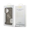 Guess PU 4G Metal Logo Stand Camera Frame Zadní Kryt pro iPhone 16 Brown