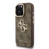 Guess PU 4G Metal Logo Stand Camera Frame Zadní Kryt pro iPhone 16 Pro Max Brown