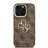 Guess PU 4G Metal Logo Stand Camera Frame Zadní Kryt pro iPhone 16 Pro Max Brown