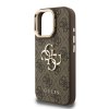 Guess PU 4G Metal Logo Stand Camera Frame Zadní Kryt pro iPhone 16 Pro Max Brown