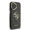 Guess PU 4G Metal Logo Stand Camera Frame Zadní Kryt pro iPhone 16 Black