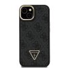 Guess PU 4G Strass Triangle Logo Stand Camera Frame MagSafe Zadní Kryt pro iPhone 14 Black