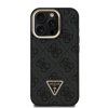 Guess PU 4G Strass Triangle Logo Stand Camera Frame MagSafe Zadní Kryt pro iPhone 15 Pro Max Black