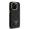 Guess PU 4G Strass Triangle Logo Stand Camera Frame MagSafe Zadní Kryt pro iPhone 15 Pro Max Black