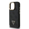 Guess PU 4G Strass Triangle Logo Stand Camera Frame MagSafe Zadní Kryt pro iPhone 15 Pro Max Black