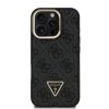 Guess PU 4G Strass Triangle Logo Stand Camera Frame MagSafe Zadní Kryt pro iPhone 16 Pro Black