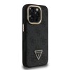 Guess PU 4G Strass Triangle Logo Stand Camera Frame MagSafe Zadní Kryt pro iPhone 16 Pro Black