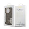 Guess PU 4G Strass Triangle Logo Stand Camera Frame MagSafe Zadní Kryt pro iPhone 15 Pro Max Brown