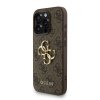 Guess PU 4G Metal Logo Strap Zadní Kryt pro iPhone 15 Pro Brown