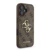 Guess PU 4G Metal Logo Strap Zadní Kryt pro iPhone 16 Brown