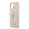 Guess PU 4G Metal Logo Strap Zadní Kryt pro iPhone 15 Pink