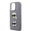 Karl Lagerfeld Grained PU K&CH Heads Zadní Kryt pro iPhone 16 Pro Grey