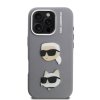 Karl Lagerfeld Grained PU K&CH Heads Zadní Kryt pro iPhone 16 Pro Max Grey