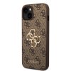 Guess PU 4G Metal Logo Zadní Kryt pro iPhone 15 Brown