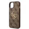 Guess PU 4G Metal Logo Zadní Kryt pro iPhone 15 Brown