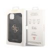 Guess PU 4G Metal Logo Zadní Kryt pro iPhone 15 Grey