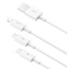 Baseus CAMLTYS-02 Superior Fast Charging Datový Kabel 3v1 USB-C, Lightning, MicroUSB 1.5m White