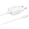 EP-T1510EWE + EP-DA705BWE Samsung 15W Cestovní nabíječka + USB-C/USB-C Datový Kabel White (OOB Bulk)