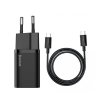 Baseus TZCCSUP-L01 Super Si Quick Nabíječka USB-C 25W + Datový Kabel USB-C to USB-C 1m Black