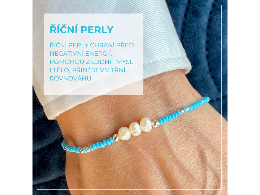 produktovka ricni perly tyrkysova modra