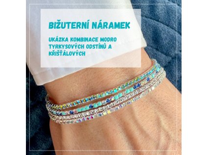 bizuterni naramek ukazka kombinace kristal a modro tyrkys