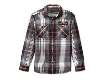 Pánská košile Stacked Bar & Shield Long Sleeve Plaid Shirt (Velikost 2XL)