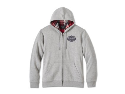 Pánská mikina Bar & Shield Plaid Lined Zip-Up Hoodie (Velikost 2XL)