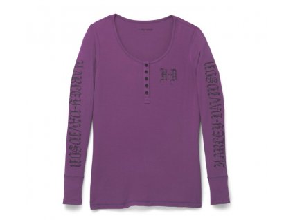 Dámske tričko Timeless Henley Violet (Veľkosť XS)