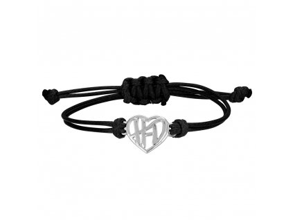 Náramok H-D Heart Outline Cord Black