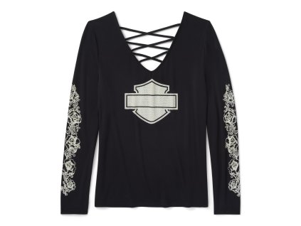 Dámske tričko Chrome & Roses Black (Veľkosť XL)