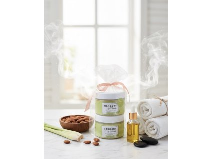 Dárkový balíček - Bambucké máslo a pečující peeling - Lemongrass (2x200ml)