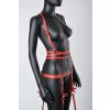 Kožený red full body harness