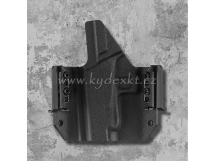 Vnější pouzdro Kydex KT OWB Glock 43X rail, pravé, speedloops 45mm, černé (8)