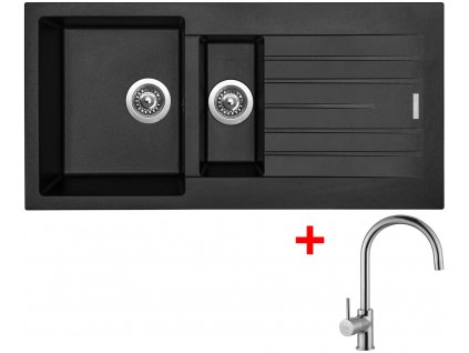 Akční set Sinks PERFECTO 1000.1 Pureblack + baterie VITALIA Chrom  + Sinks čistící pasta
