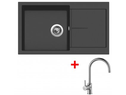 Akční set Sinks INFINITY 860 Pureblack + baterie VITALIA Chrom  + Sinks čistící pasta
