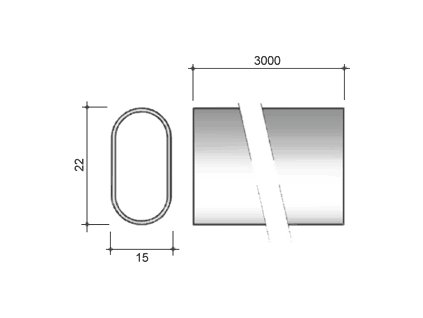 Tyč šatní oválná 15/22/3000 mm TA01 STRONG