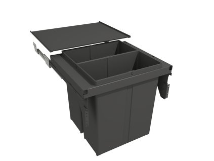 Odpadkový koš GOLLINUCCI 580 EVO, 600 mm, 2x40l, šedé, vč. výsuvů a víka