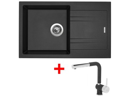 Akční set Sinks LINEA 780 Metalblack  + baterie MIX 3 P GR