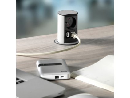 Zásuvka Bachmann Elevator Office hliník 1x 230V, USB, RJ45 928.009