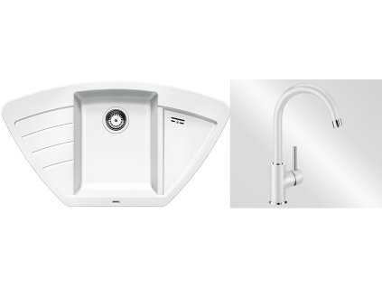 Kuchyňský set Blanco dřez ZIA 9 E bílá + baterie Mida + Vůně do bytu Areon 85ml