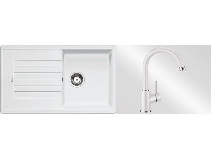 Kuchyňský set Blanco dřez ZIA 5 S bílá + baterie Mida + Vůně do bytu Areon 85ml