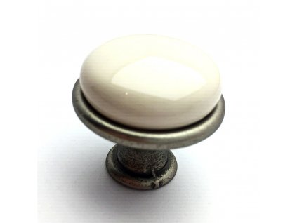 Nábytková knopka TOSCA nikl patina/porcelán